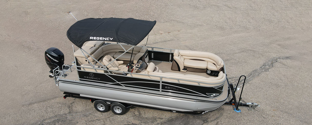 used luxury pontoon boat, 2016 Regency 220 DL3, Exclusive Auto Marine, power boat, outboard motor, mercury marine 