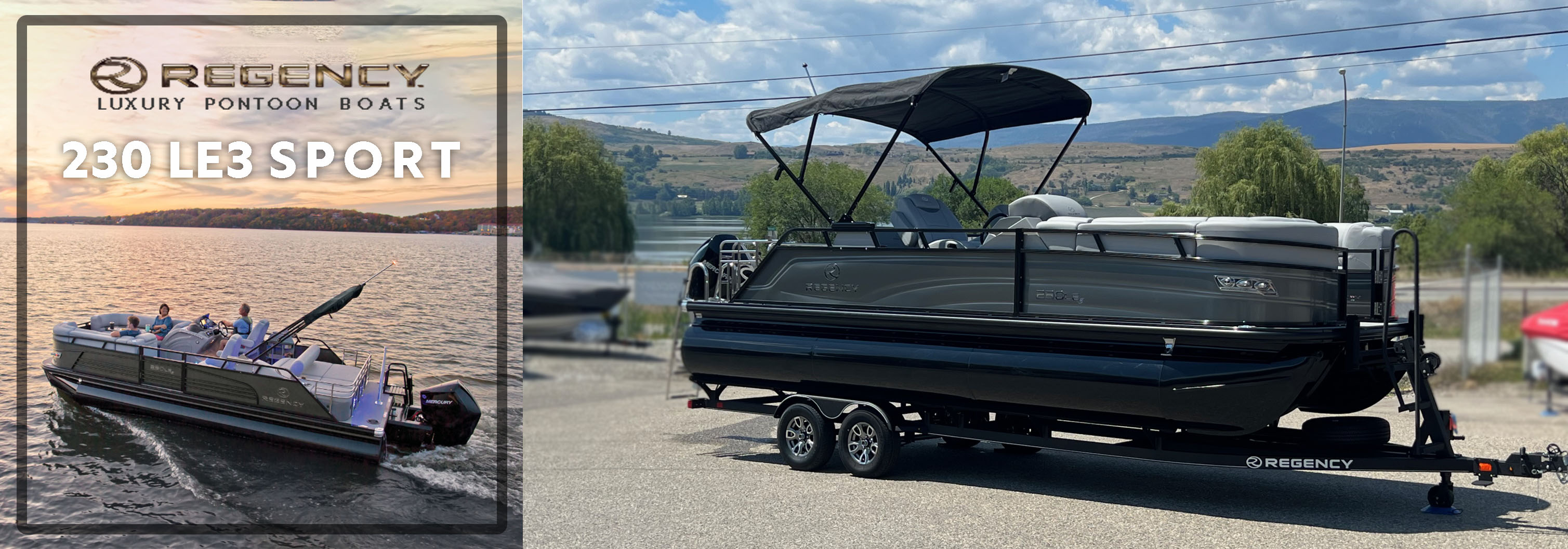 luxury pontoon boat, 2024 Regency 230 LE3 Sport, Exclusive Auto Marine, powered boat, outboard motors, Mercury Marine