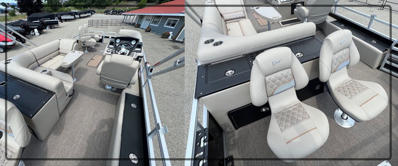 pontoon boat, 2023 Ranger Reata 223 Fish and Cruise, Exclusive Auto Marine, power boat, outboard motor, Mercury Marine