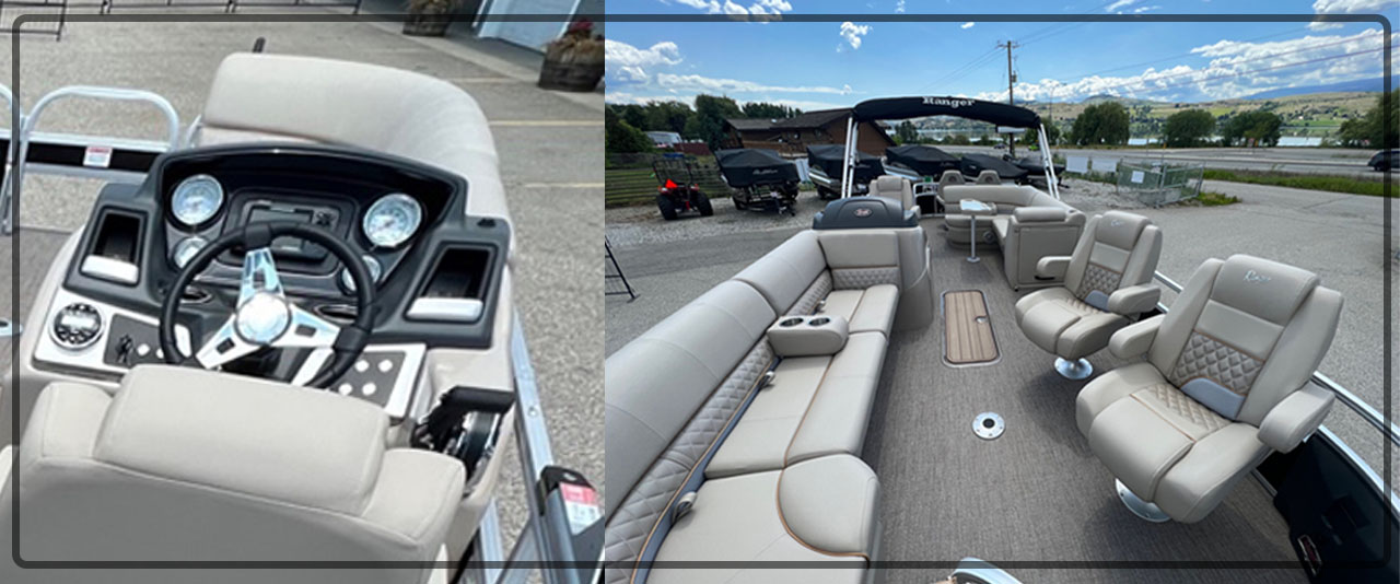 pontoon boat, 2023 Ranger Reata 223 Fish and Cruise, Exclusive Auto Marine, power boat, outboard motor, Mercury Marine