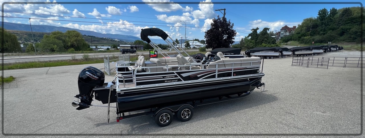 pontoon boat, 2023 Ranger Reata 223 Fish and Cruise, Exclusive Auto Marine, power boat, outboard motor, Mercury Marine