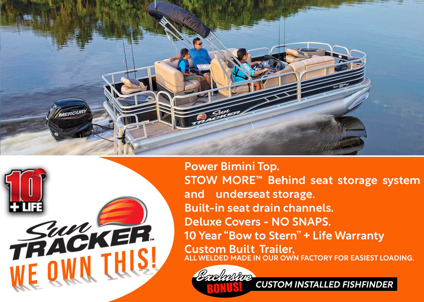 2022 SunTracker Fishin'Barge 20 Exclusive Auto Marine fishing pontoon outboard power boat