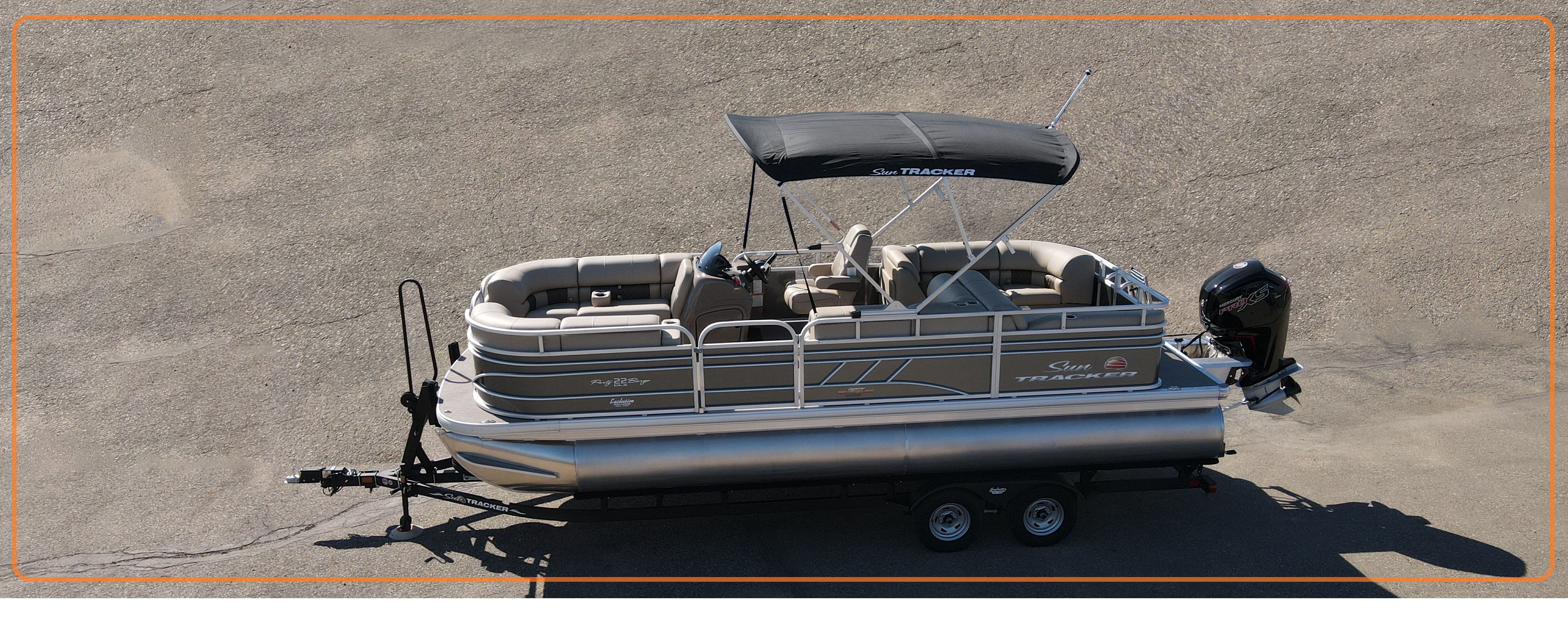 2023 Suntracker Party Barge 22 RF DLX, Exclusive Auto Marine, recreational pontoon boat, power boat, outboard motor, mercury marine 