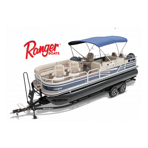 pontoon boat, 2023 Ranger Reata 223 Fish and Cruise, Exclusive Auto Marine, power boat, outboard motor, Mercury Marine
