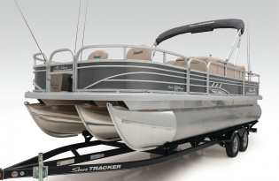  fishing pontoon boat 2022 Suntracker Fishin' Barge 22 XP3 Exclusive Auto Marine power boat outboard motor