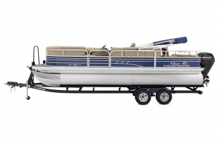 pontoon boat 2022 Suntracker SportFish 22 Exclusive Auto Marine  power boat outboard motor