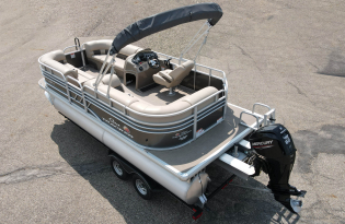 used pomtoon boat, 2020 SunTracker Party Barge 20 DLX, Exclusive Auto Marine,  power boats, outboard motors, Mercury Marine