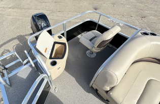 used pontoon boats, 2017 SunTracker Bass Buggy 18 DLX, Exclusive Auto Marine, power boat, outboard motors, Mercury marine