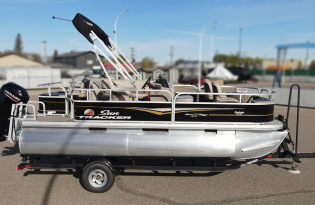 used pontoon boat, 2021 SunTracker Bass Buggy 18 DLX, Exclusive Auto Marine, power boat, outboard motors, Mercury marine
