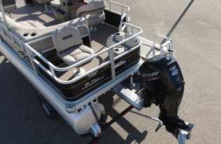used pontoon boat, 2021 SunTracker Bass Buggy 18 DLX, Exclusive Auto Marine, power boat, outboard motors, Mercury marine